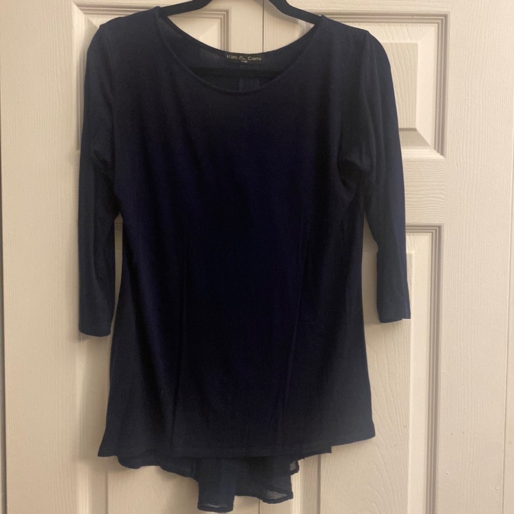 Kim & Cami navy super soft black‎ tunic blouse size S